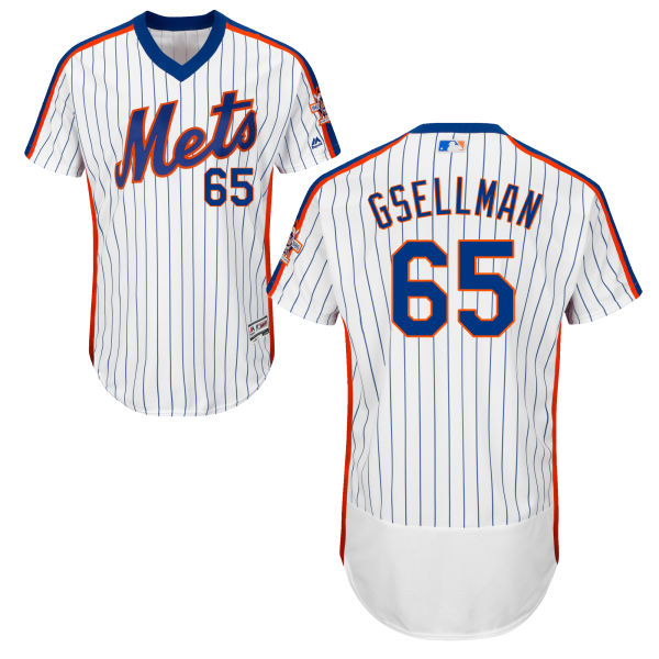Men's New York Mets #65 Robert Gsellman White Pullover Stitched MLB 2016 Majestic Flex Base Jersey