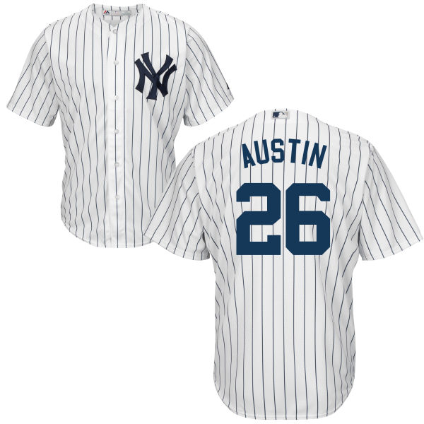 Men's New York Yankees #26 Tyler Austin White Home Stitched MLB Majestic Cool Base Jersey
