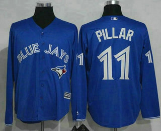 Men's Toronto Blue Jays #11 Kevin Pillar Blue Alternate Long Sleeve New Cool Base Jersey