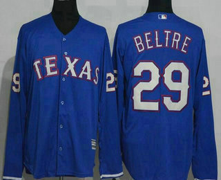 Men's Texas Rangers #29 Adrian Beltre Royal Blue Long Sleeve Stitched MLB Majestic Cool Base Jersey