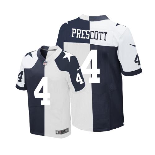 Men's Dallas Cowboys #4 Dak Prescott Navy With White Two Tone Stitched NFL Nike Elite Jersey