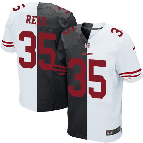 Nike 49ers #35 Eric Reid Black White Men's Stitched NFL Elite Split Jersey