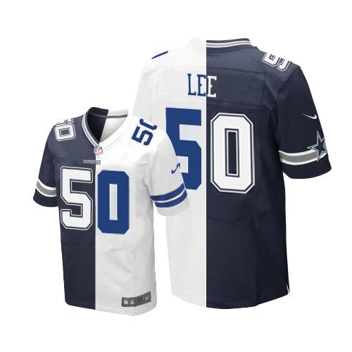 Nike Cowboys #50 Sean Lee Navy Blue White Men's Stitched NFL Elite Split Jersey