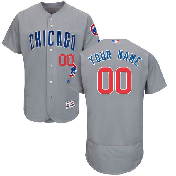 Mens Chicago Cubs Grey Customized Flexbase Majestic MLB Collection Jersey