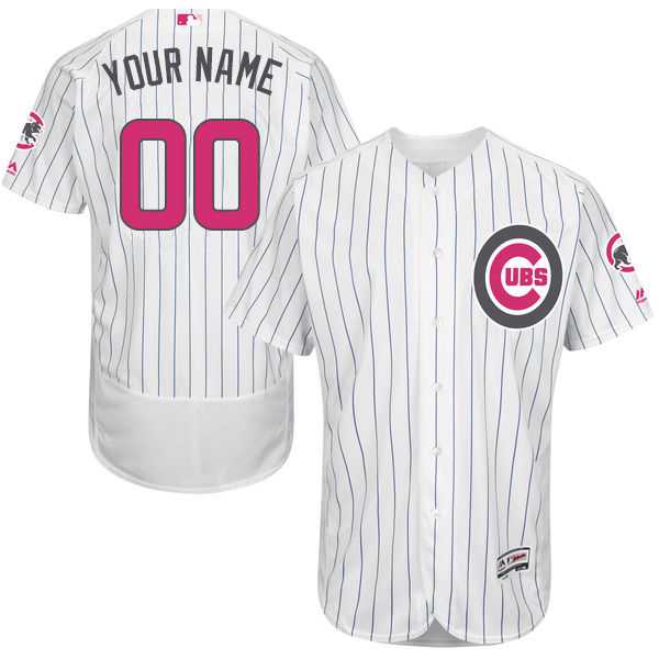 Mens Chicago Cubs 2016 Mothers Day Fashion White Customized Flexbase Majestic MLB Collection Jersey