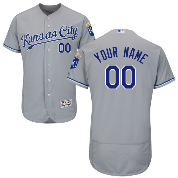 Men's Kansas City Royals Customized Gray Road 2016 Flexbase Majestic Collection Baseball Jersey