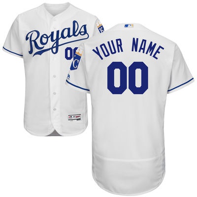 Men's Kansas City Royals Customized White Home 2016 Flexbase Majestic Collection Baseball Jersey
