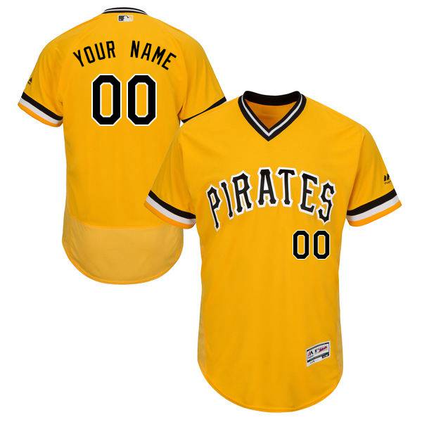 Mens Pittsburgh Pirates Gold Customized Flexbase Majestic MLB Collection Jersey
