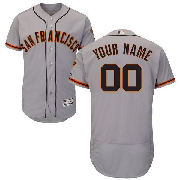 Mens San Francisco Giants Grey Customized Flexbase Majestic MLB Collection Jersey