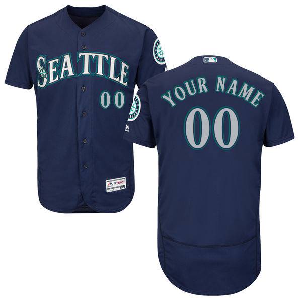 Mens Seattle Mariners Navy Blue Customized Flexbase Majestic MLB Collection Jersey