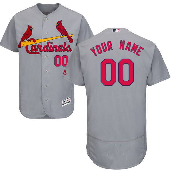 Mens St. Louis Cardinals Grey Customized Flexbase Majestic MLB Collection Jersey