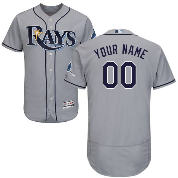 Mens Tampa Bay Rays Grey Customized Flexbase Majestic MLB Collection Jersey