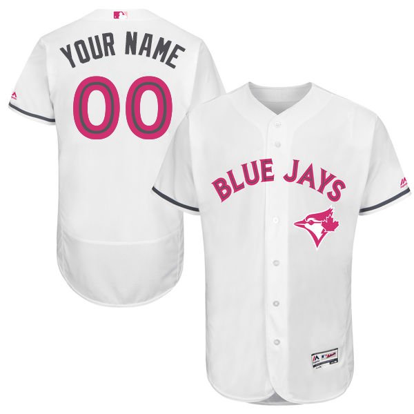 Mens Toronto Blue Jays 2016 Mothers Day Fashion White Customized Flexbase Majestic MLB Collection Jersey