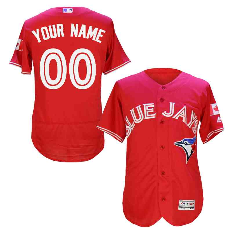 Men's Toronto Blue Jays Customized Canada Day Red 2016 Flexbase Majestic Collection Baseball Jersey