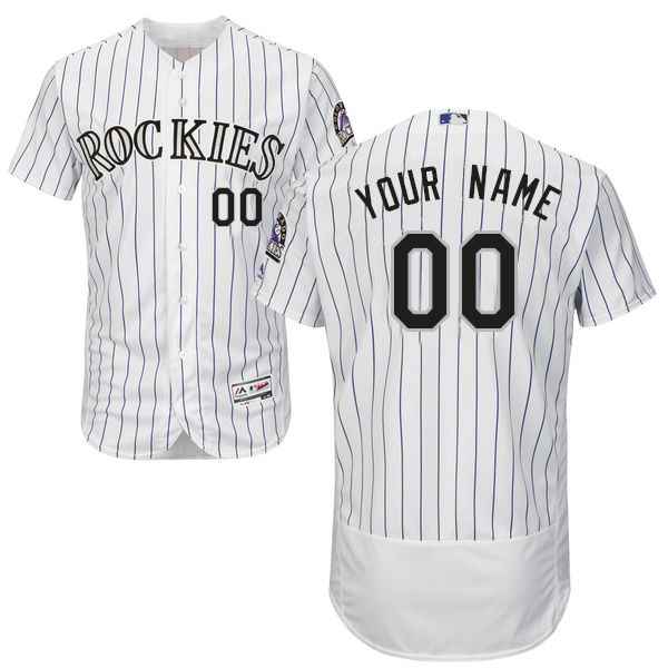 Mens Colorado Rockies White Customized Flexbase Majestic MLB Collection Jersey