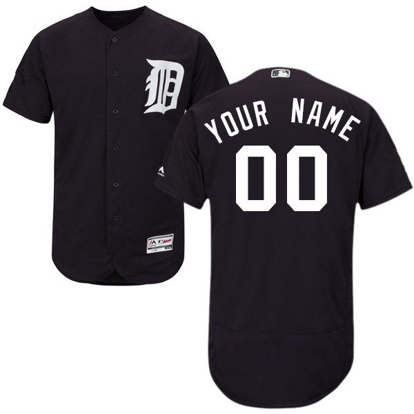 Mens Detroit Tigers Navy Blue Customized Flexbase Majestic MLB Collection Jersey
