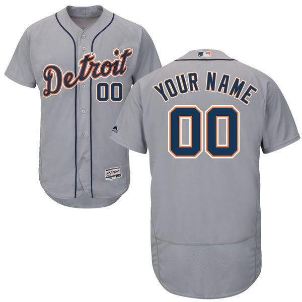 Mens Detroit Tigers Grey Customized Flexbase Majestic MLB Collection Jersey
