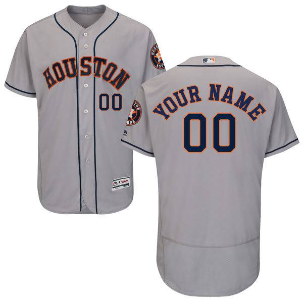 Mens Houston Astros Grey Customized Flexbase Majestic MLB Collection Jersey