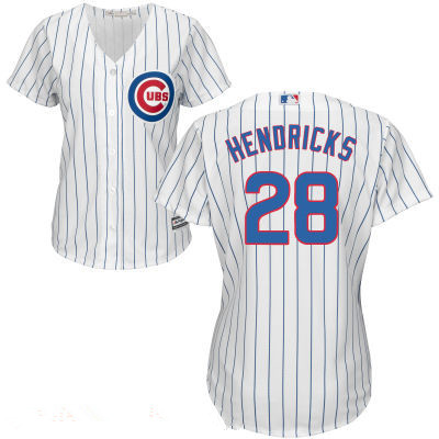 Women's Chicago Cubs #28 Kyle Hendricks White Home Stitched MLB Majestic Cool Base Jersey