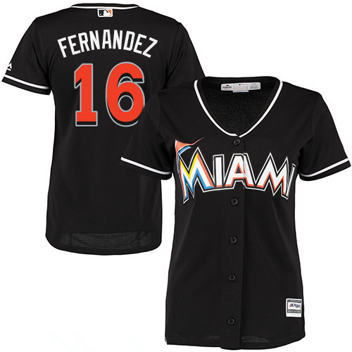 Women's Miami Marlins #16 Jose Fernandez Black Stitched MLB Majestic Cool Base Jersey