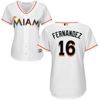 Women's Miami Marlins #16 Jose Fernandez White Home Stitched MLB Majestic Cool Base Jersey
