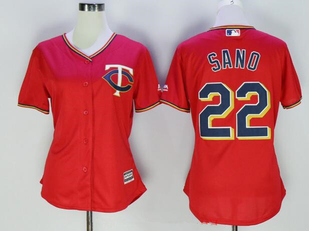 Women's Minnesota Twins #22 Miguel Sano Red Stitched MLB Majestic Cool Base Jersey