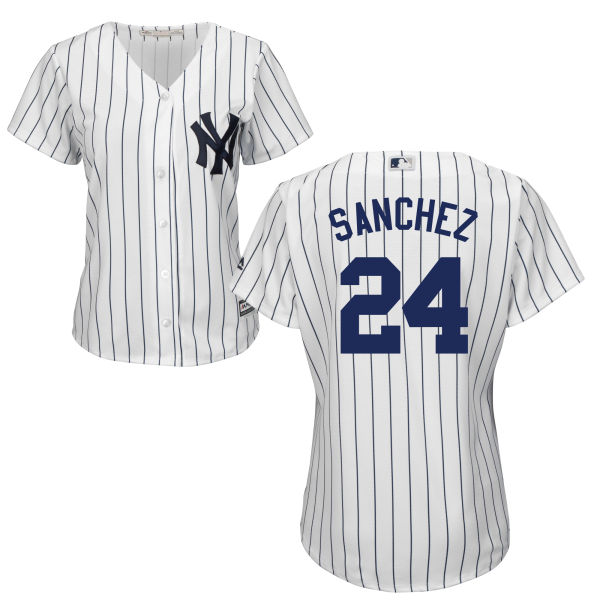 Women's New York Yankees #24 Gary Sanchez White Home Stitched MLB Majestic Cool Base Jersey