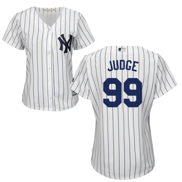 Women's New York Yankees #99 Aaron Judge White Home Stitched MLB Majestic Cool Base Jersey