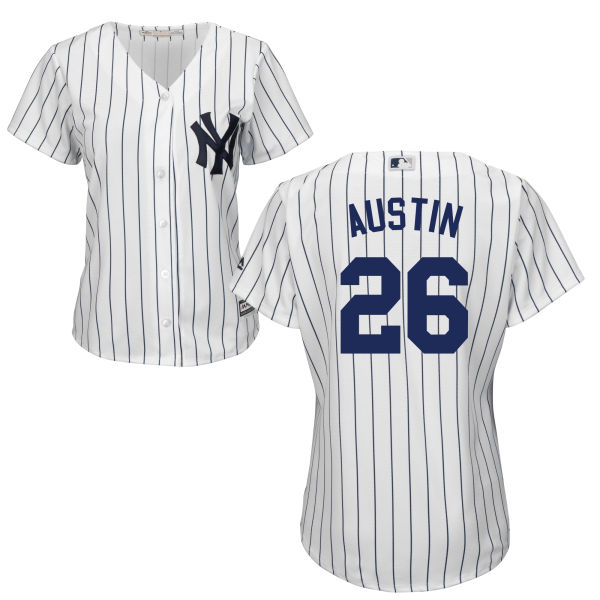 Women's New York Yankees #26 Tyler Austin White Home Stitched MLB Majestic Cool Base Jersey