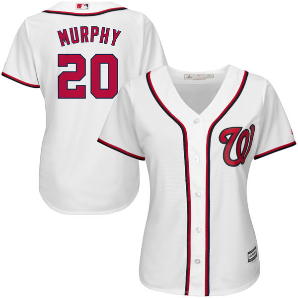 Women's Washington Nationals #20 Daniel Murphy Majestic Home White Cool Base Player Jersey