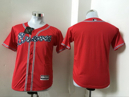 Youth Atlanta Braves Blank NEW Red White Home Stitched MLB Majestic Cool Base Jersey