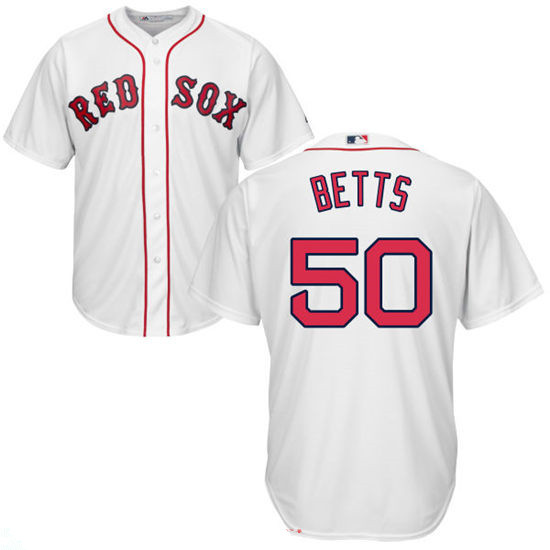 Youth Boston Red Sox #50 Mookie Betts White Home Stitched MLB Majestic Cool Base Jersey