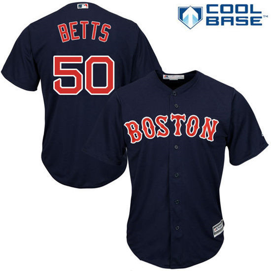 Youth Boston Red Sox #50 Mookie Betts Navy Blue Stitched MLB Majestic Cool Base Jersey