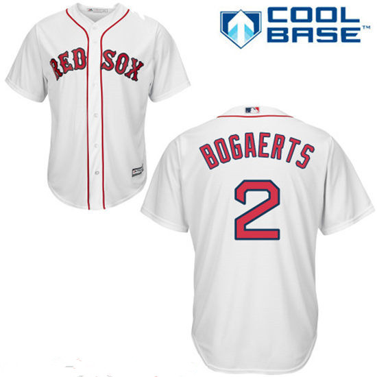 Youth Boston Red Sox #2 Xander Bogaerts White Home Stitched MLB Majestic Cool Base Jersey