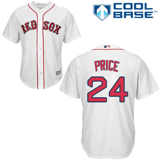 Youth Boston Red Sox #24 David Price White Home Stitched MLB Majestic Cool Base Jersey
