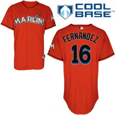 Youth Miami Marlins #16 Jose Fernandez Orange Stitched MLB Majestic Cool Base Jersey