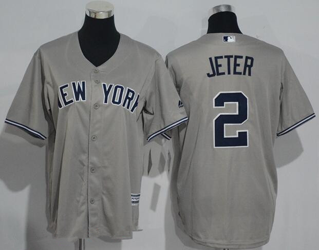 Youth New York Yankees #2 Derek Jeter Name Gray Stitched MLB Majestic Cool Base Jersey