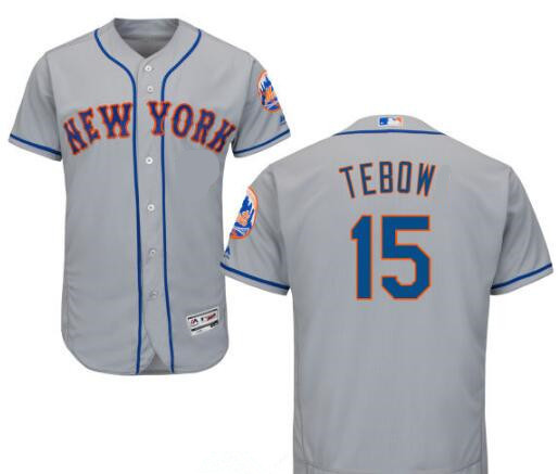Youth New York Mets #15 Tim Tebow Gray Road Stitched MLB Majestic Cool Base Jersey