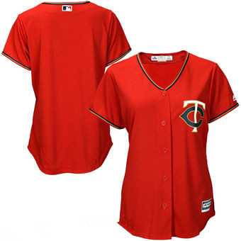 Women's Minnesota Twins Blank Majestic Red Alternate Stitched MLB Cool Base Jersey