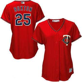 Women's Minnesota Twins #25 Byron Buxton Majestic Scarlet Red Alternate Cool Base Stitched MLB Jersey