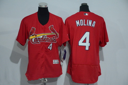 Women's St. Louis Cardinals #4 Yadier Molina Red 2016 Flexbase Stitched Baseball Jersey