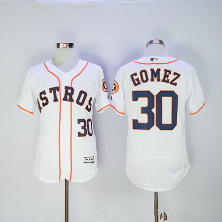 Men's Houston Astros #30 Carlos Gomez White Home Stitched MLB 2016 Majestic Flex Base Jersey