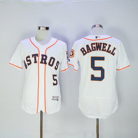 Men's Houston Astros #5 Jeff Bagwell Retired White Stitched MLB 2016 Majestic Flex Base Jersey