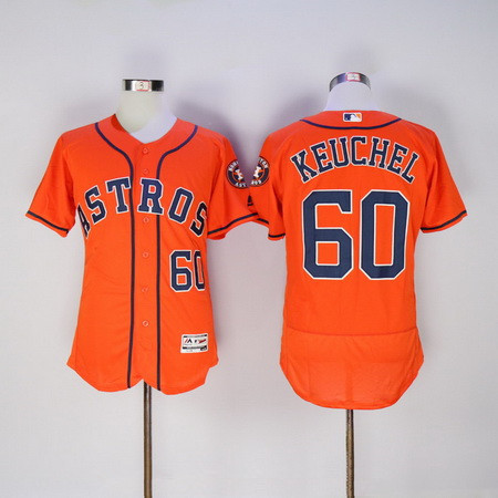 Men's Houston Astros #60 Dallas Keuchel Orange Stitched MLB 2016 Majestic Flex Base Jersey