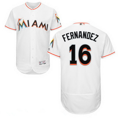 Men's Miami Marlins #16 Jose Fernandez White Home Stitched MLB 2016 Majestic Flex Base Jersey