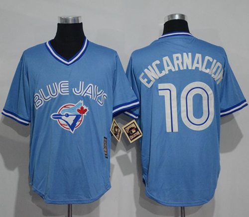 Blue Jays #10 Edwin Encarnacion Light Blue Cooperstown Throwback Stitched MLB Jersey