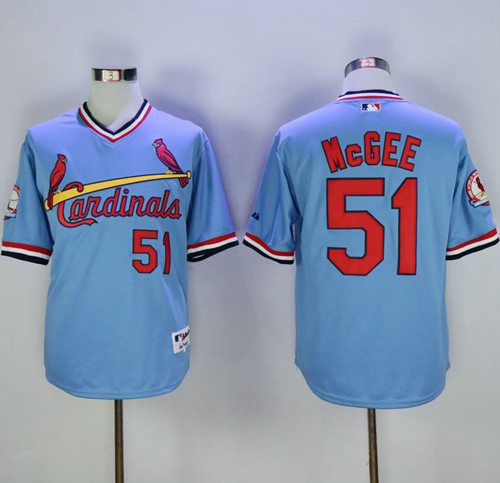 Cardinals #51 Willie McGee Blue Cooperstown Throwback Stitched MLB Jersey