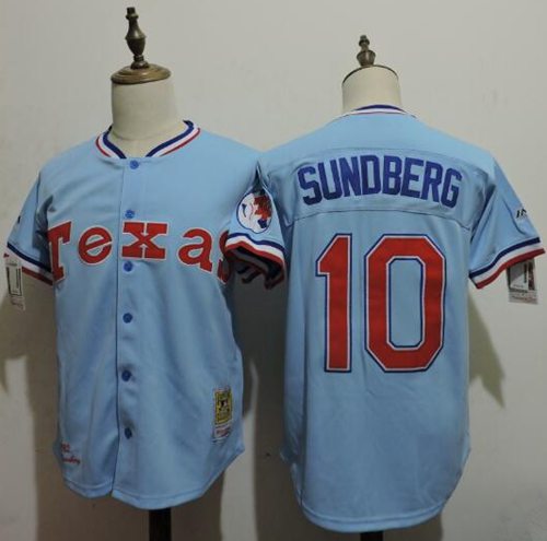 Mitchell And Ness Rangers #10 Jim Sundberg Light Blue Throwback Stitched MLB Jersey