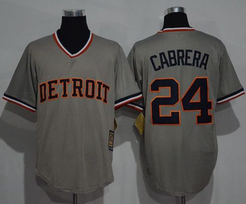 Tigers #24 Miguel Cabrera Grey Cooperstown Throwback Stitched MLB Jersey