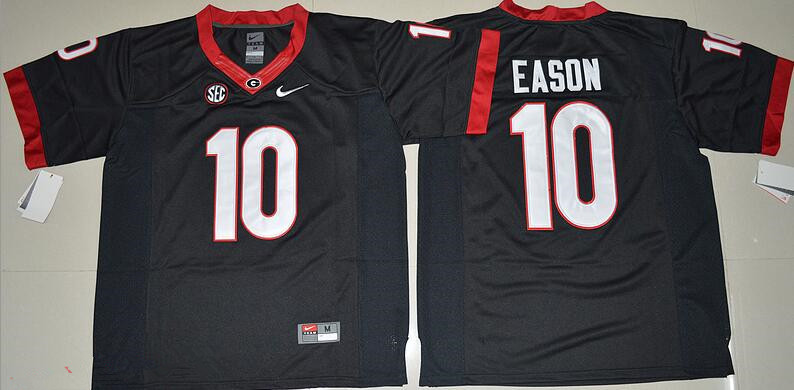 Men's Georgia Bulldogs #10 Jacob Eason Black Stitched NCAA Nike Limited College Football Jersey